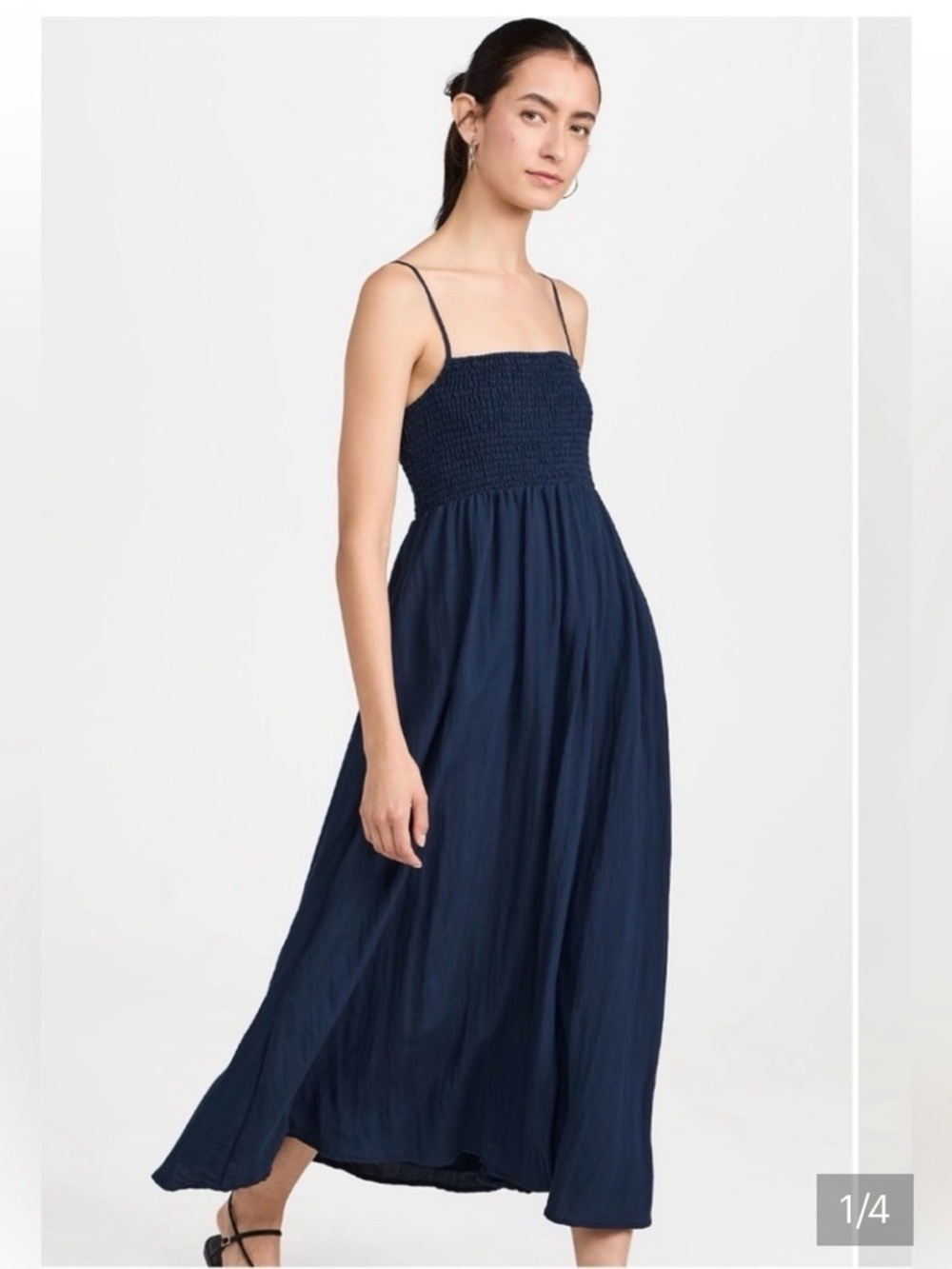 Navy Smocked Maxi Dress with Spaghetti Straps